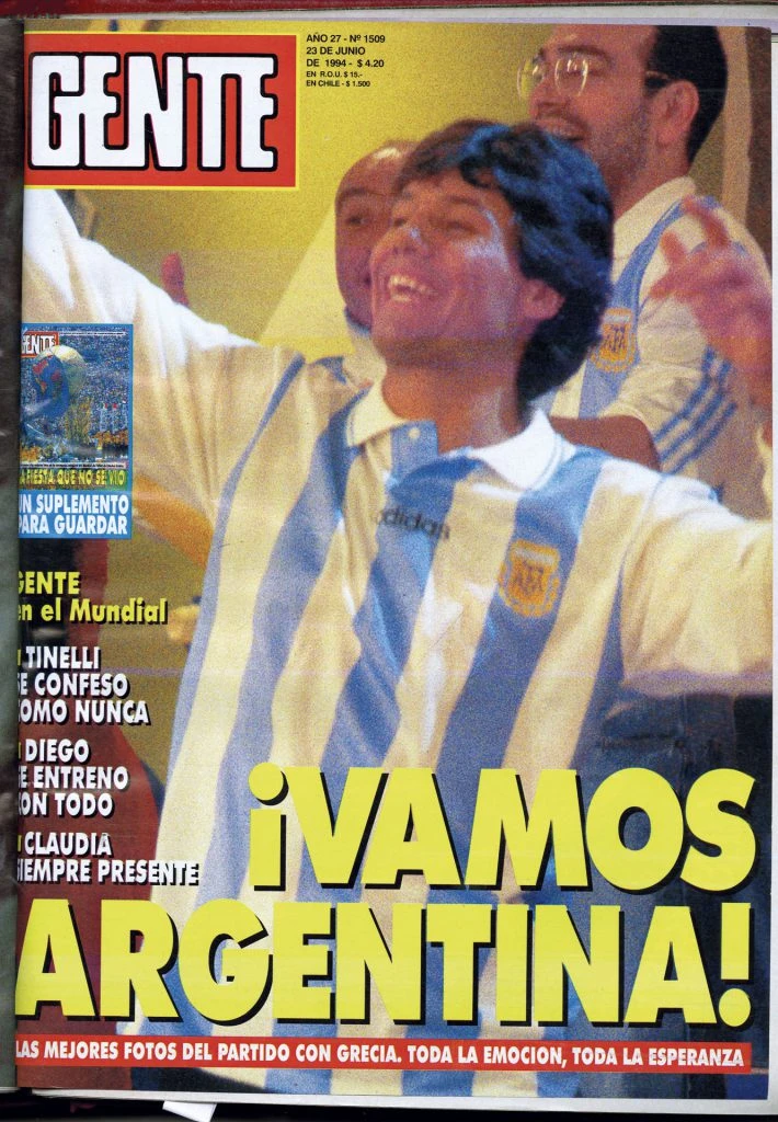 En la tapa mundialista de GENTE, en 1994.