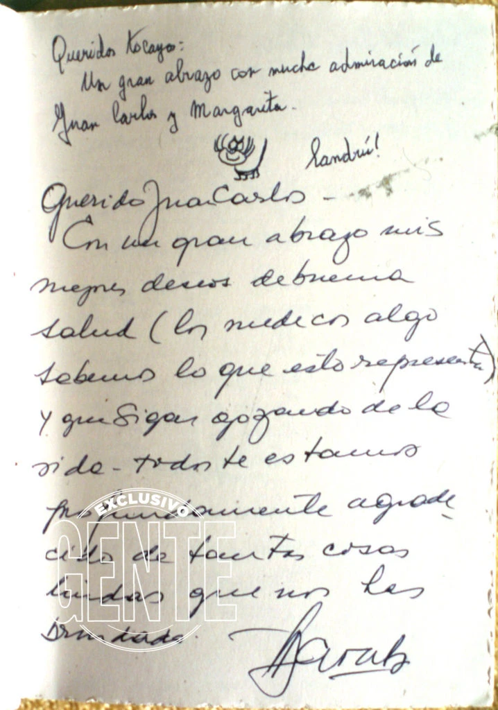 Dedicatoria que escribió para el cumpleaños de Juan Carlos Saravia, creador de Los Chalchaleros, con quien cultivó una profunda amistad.