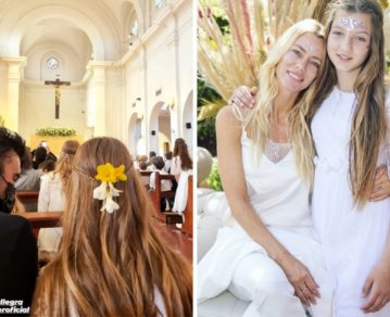 Nicole Neumann y Fabián Cubero se mostraron juntos y unidos en la comunión de su hija Allegra