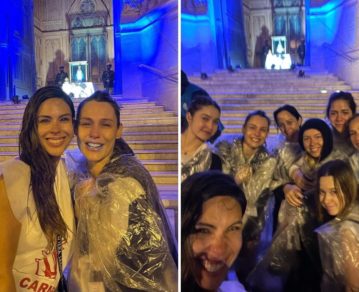 Pampita en Luján: así fue la emocionante llegada a la basílica tras 12 horas de caminata para cumplir una promesa