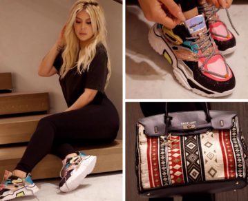 Wanda Nara: cuánto cuesta la lujosa cartera y las zapatillas que eligió para contrastar su look total black