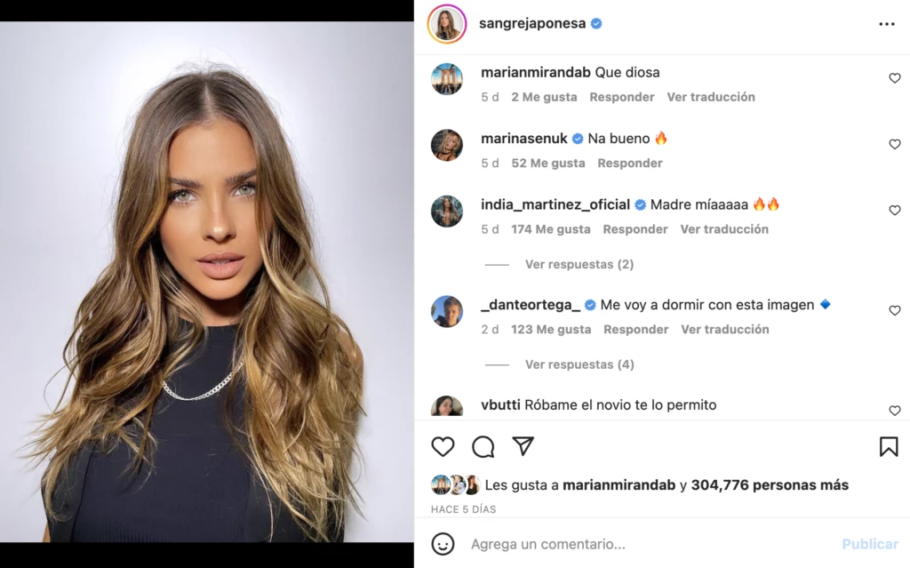 El comentario de Dante Ortega en el posteo de la China Suárez. 