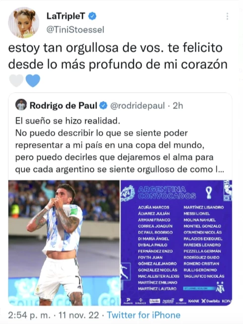 El mensaje de Tini Stoessel en Twitter.