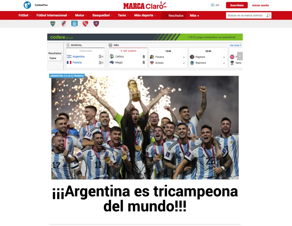 Marca cubre el título de Argentina en Qatar