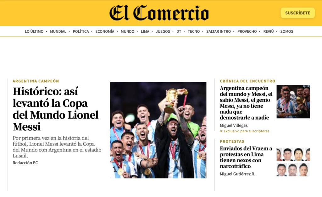 El Comercio cubre el título de Argentina en Qatar