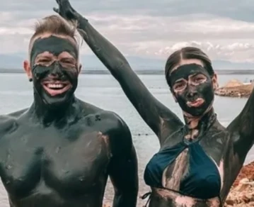 Alejandro Fantino y Coni Mosquiera en el Mar Muerto