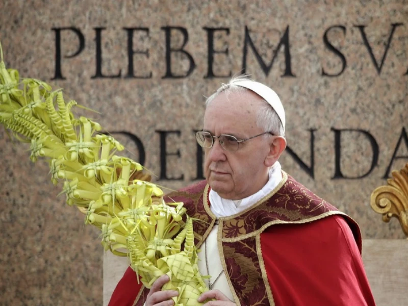 Luego de sus problemas de salud que lo mantuvieron internado el Papa asistió a la misa del Domingo de Ramos.