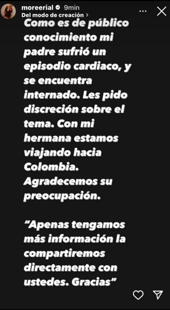 Jorge Rial Internado en Colombia: El mensaje de Morena Rial