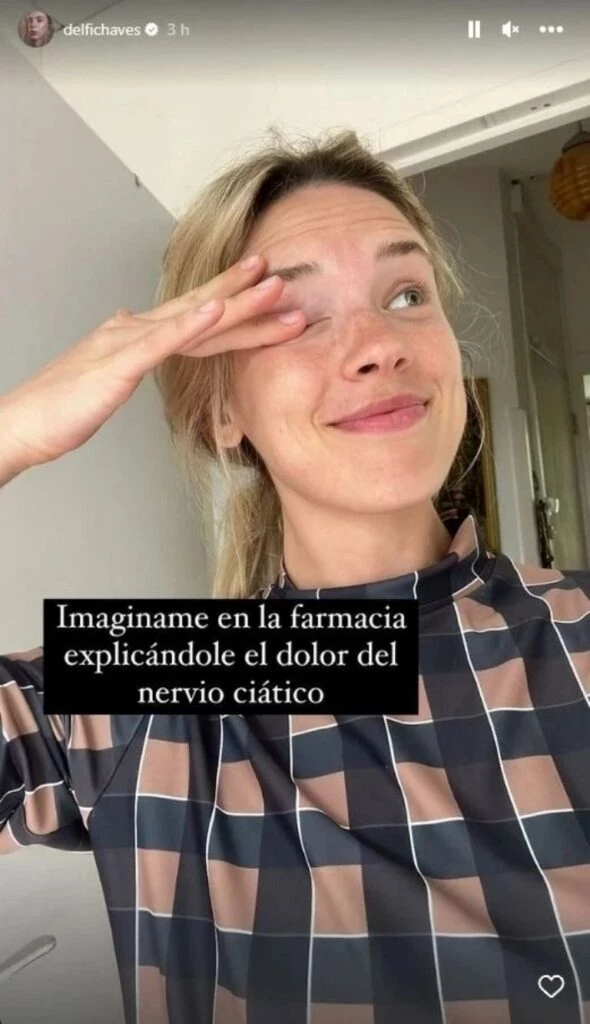 Delfina Chaves les contó su problema a sus seguidores. Foto captura de pantalla. 