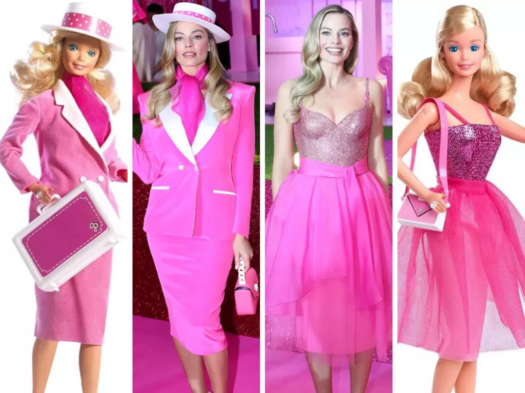 Margot Roobbie recreó varios looks clásicos de Barbie para la gira de prensa
