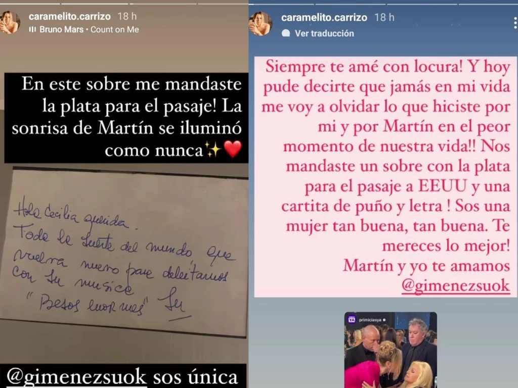 Caramelito Carrizo y Susana Giménez. Captura de pantalla. 