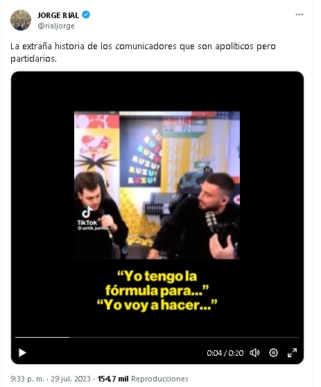 Jorge Rial apuntó contra Nico Occhiato. Foto captura de pantalla.