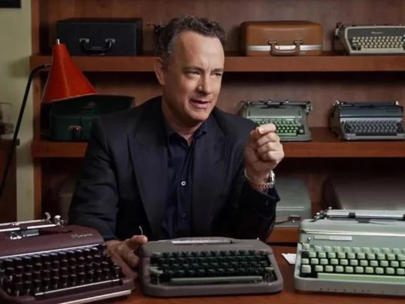 Tom Hanks, coleccionista de máquinas de escribir. Foto redes sociales.