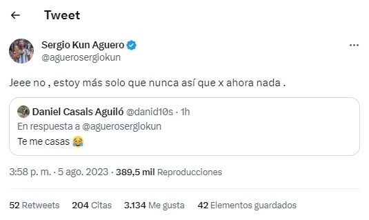 Confesión del Kun Agüero sobre su situación sentimental. Captura de pantalla.