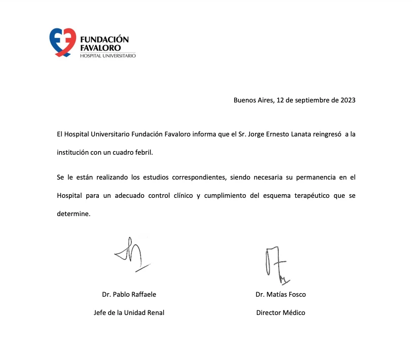 Parte médico Lanata