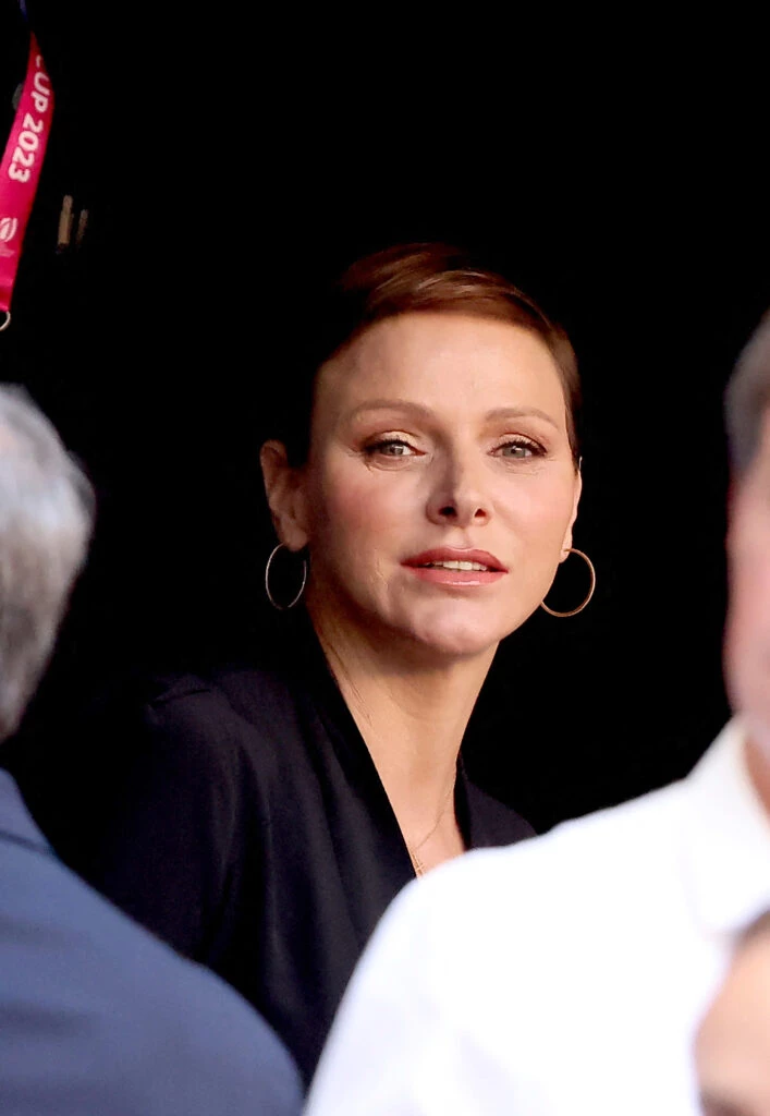 Charlene de Mónaco este domingo en el Mundial de Rugby que se realiza en Marsella. 