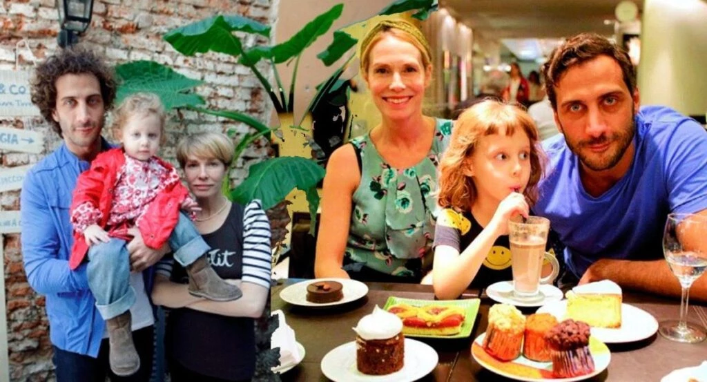 Gloria Carrá y Luciano Cáceres junto a Amelia, la hija que tuvieron en común. 