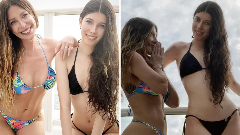 Monica Ayos y Victoria Olivera posando en las playas de Miami.