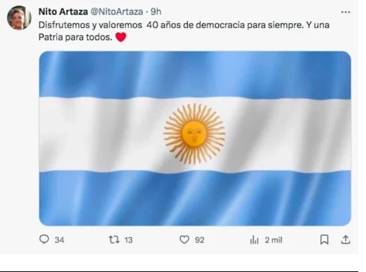 Nito Artaza festejó la asunción de Javier Milei. Captura de pantalla.