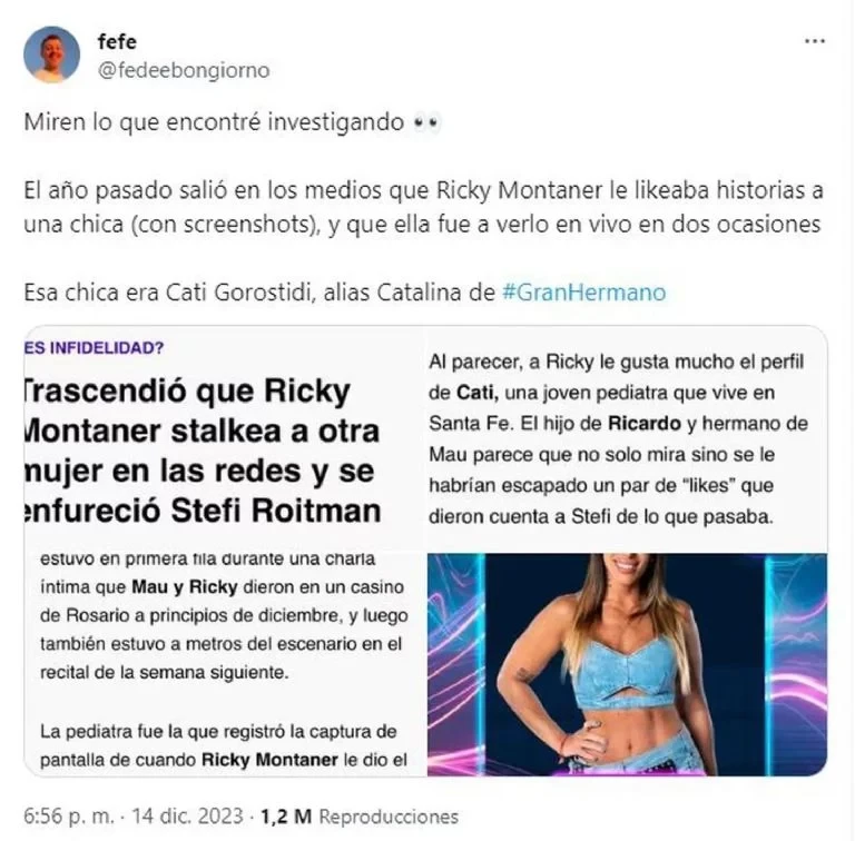Noticias anteriores vincularon al cantante y a la influencer. Foto: Twitter.