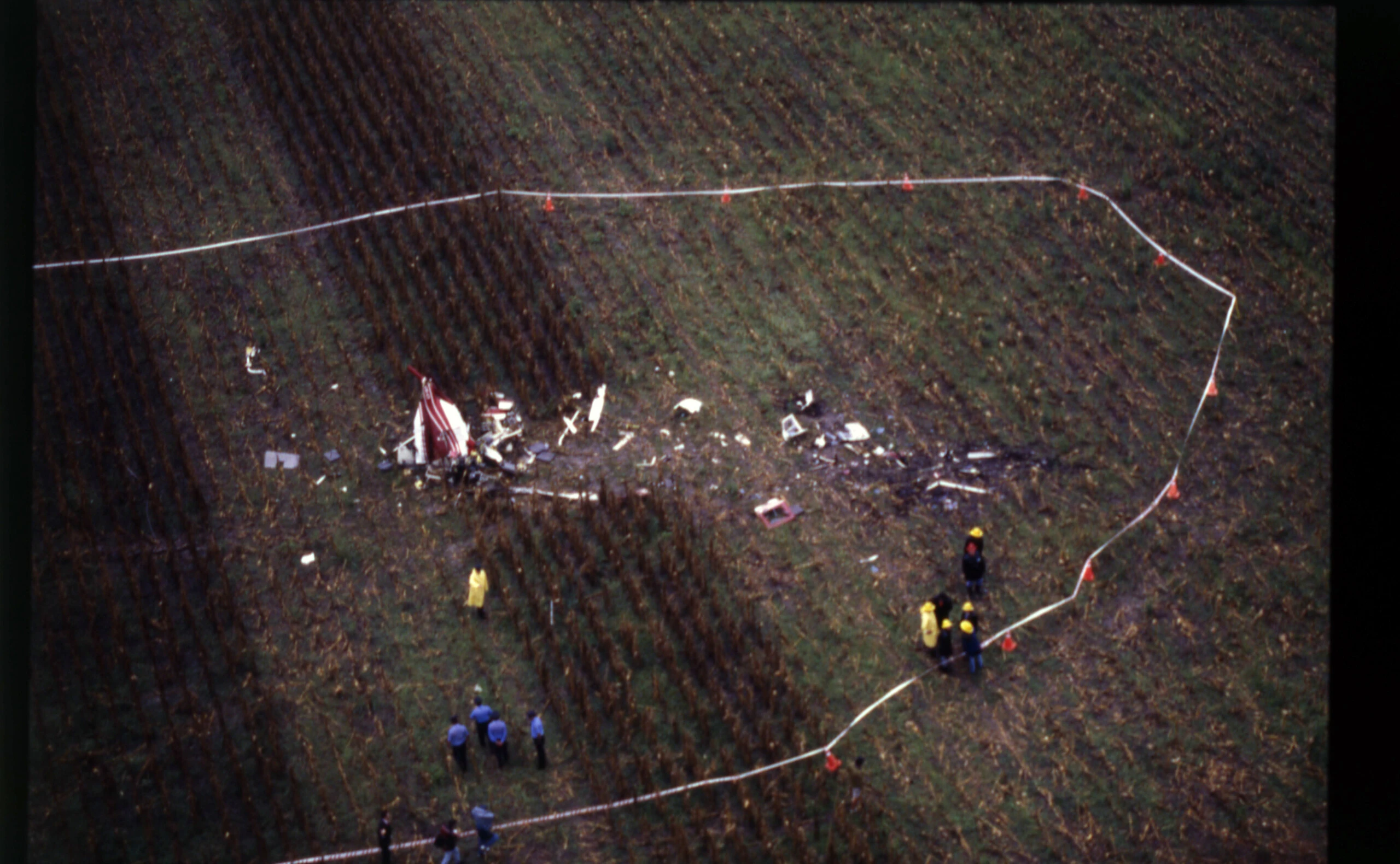 Vista aérea de la zona descampada en la que el helicóptero se estrelló. 