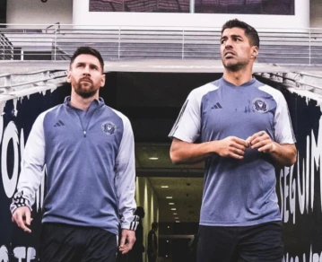 Messi y Luis Suárez en el estadio de Monterrey