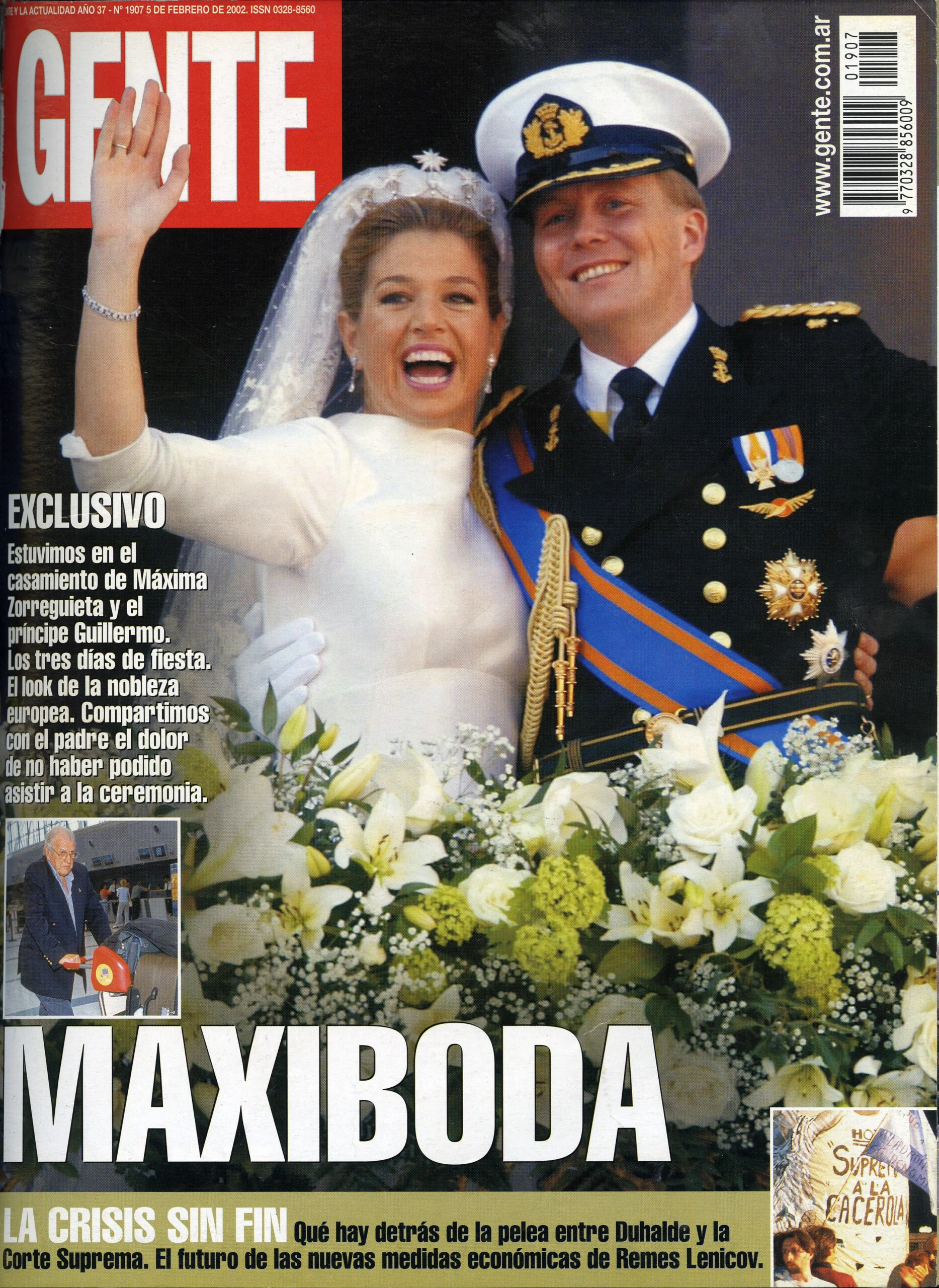 Máxima Zorreguieta y el entonces príncipe Guillermo fueron portada de revista GENTE por su boda real.