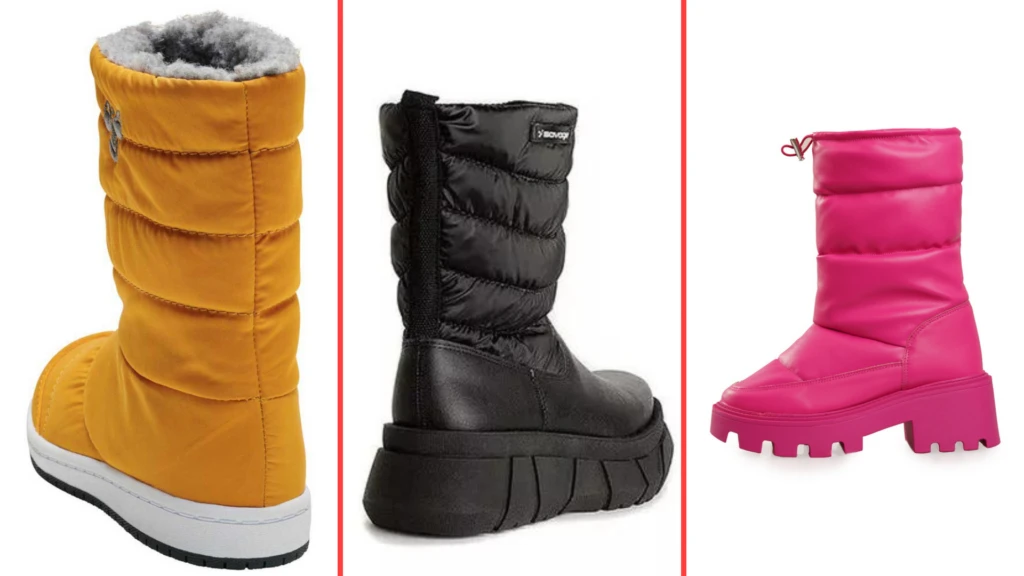 El puffer también llegó a las botas.