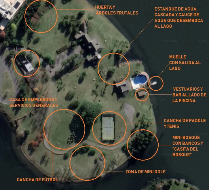 Vista aérea de la mansión Costantini. 