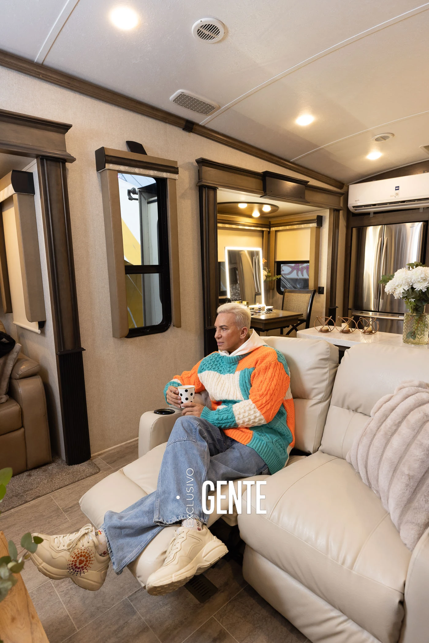 Flavio en la intimidad de su motorhome.