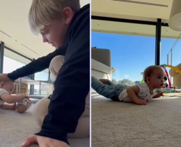 La emoción de Mirko al ver a su hermana Milenka gatear por primera vez