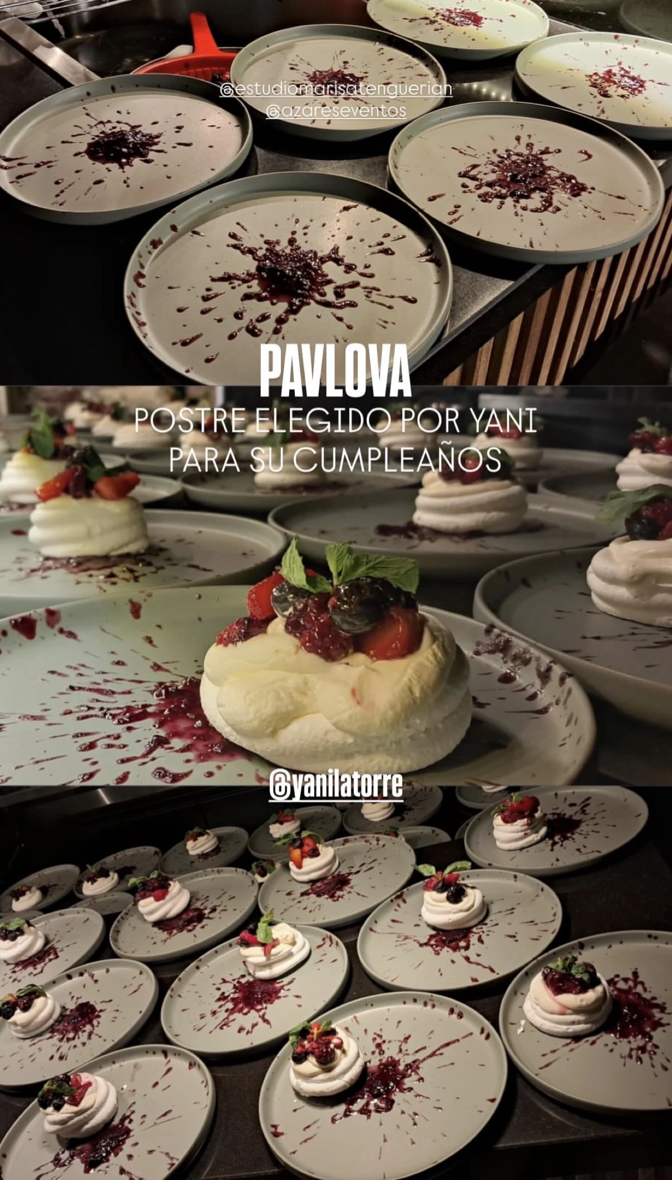 Pavlova, el postre elegido por la agasajada. 