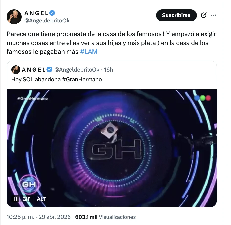 El mensaje de Ángel de Brito en X. 