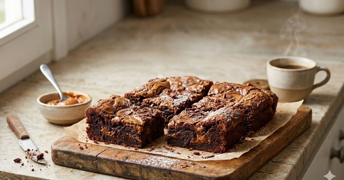 Brownie marmolado de dulce de leche: el truco para que quede húmedo por dentro y con costra crocante arriba