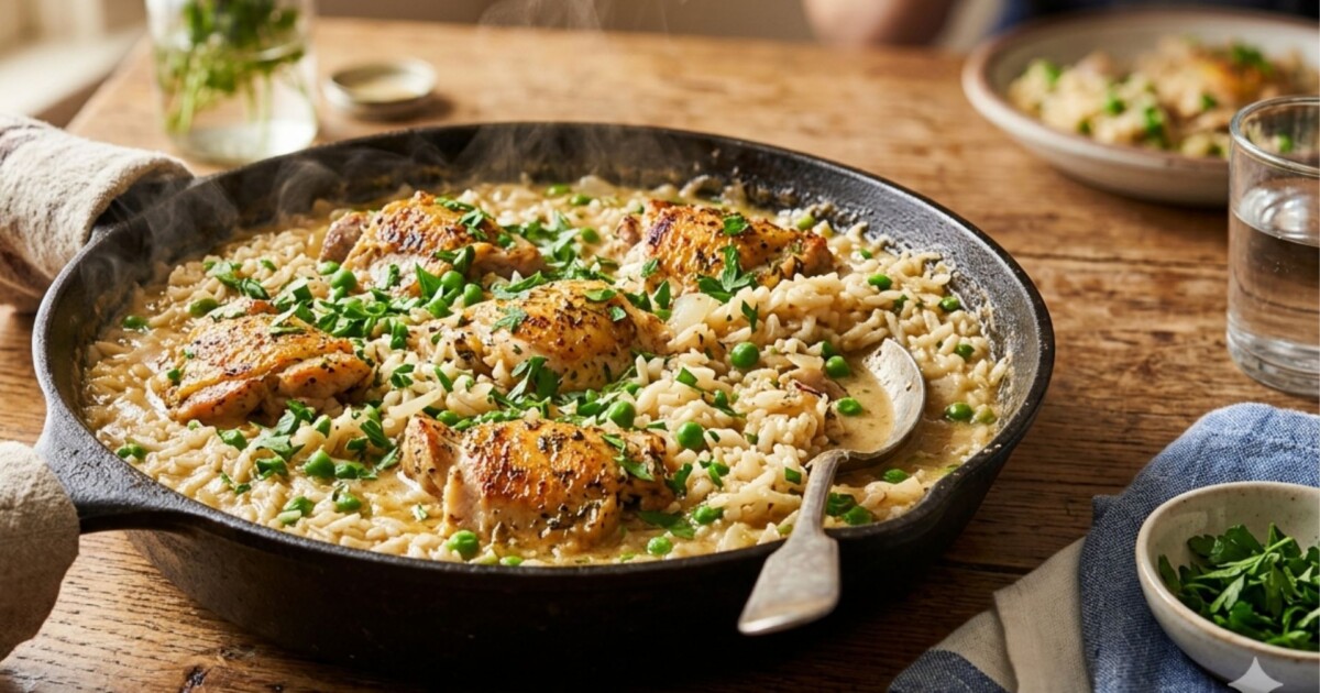 Pollo cremoso con arroz en una sola olla: la receta rendidora que salva cualquier cena