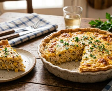 Tarta cremosa de pollo y choclo: el truco para que el relleno quede firme y súper sabroso