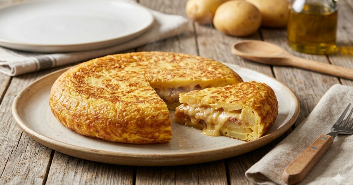 Tortilla de papa rellena y dorada: el truco para que no se rompa al darla vuelta y quede cremosa por dentro