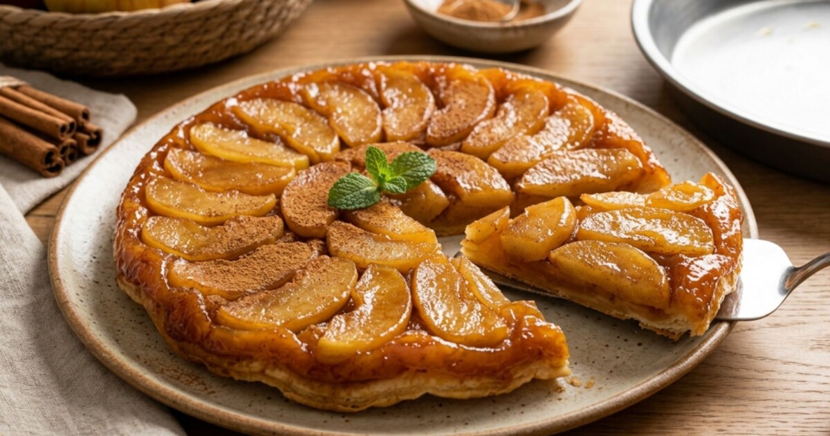 Tarta invertida de manzana y canela: el truco casero para que quede caramelizada y no se pegue