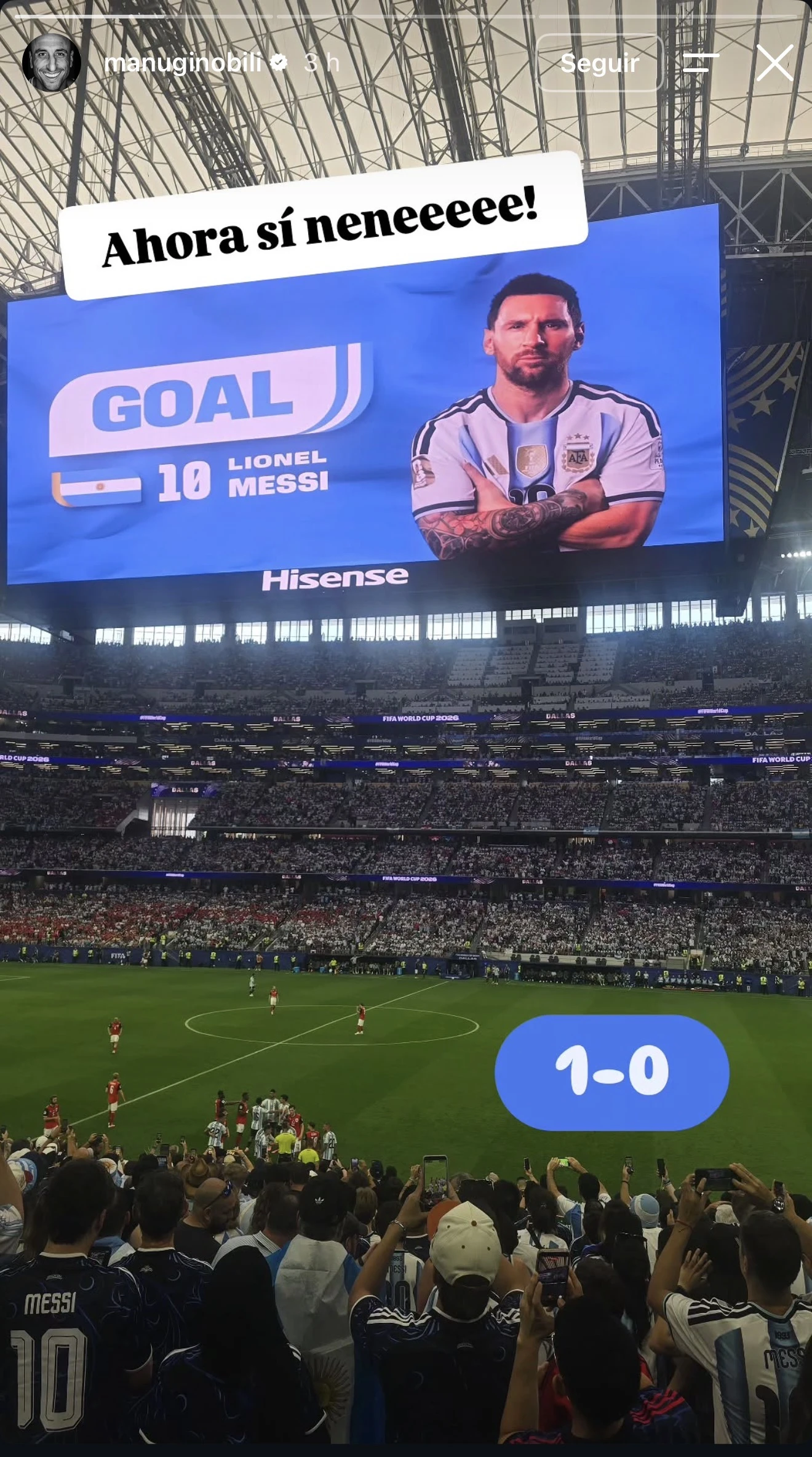 Así vivió Ginóbili el primer gol de Messi.
