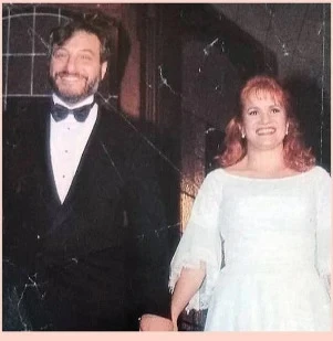 Lucía Galán y Alberto Hazán, el día de su casamiento, en 1996