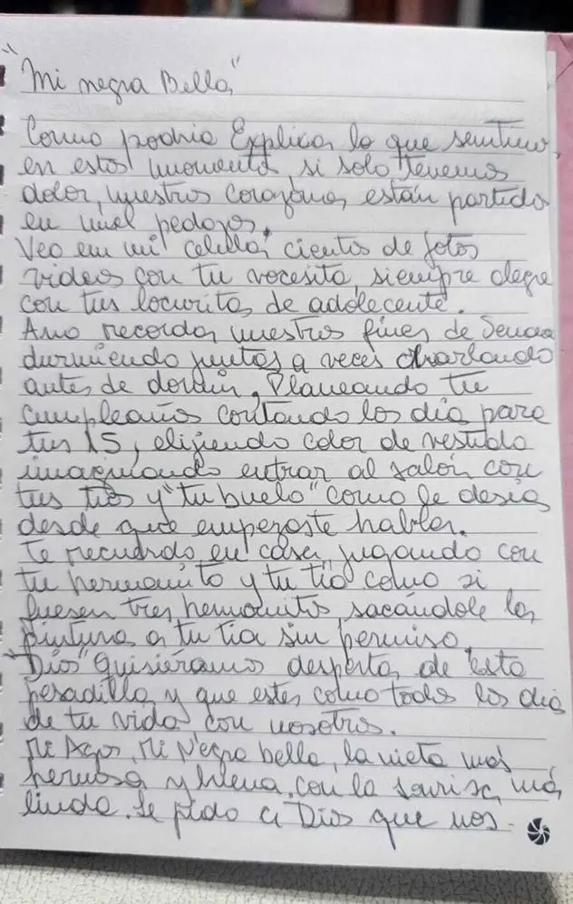 La desgarradora carta de la abuela de Agostina Vega a dos se