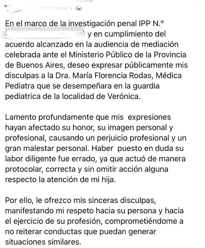 Escrachó a una médica en redes y ahora deberá pedir disculpas públicas