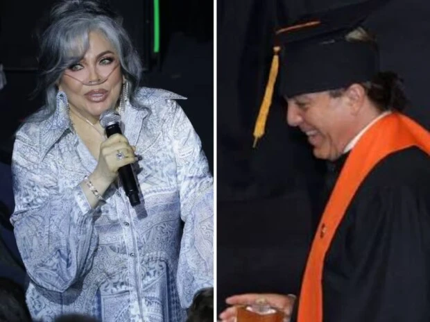 Verónica Castro sorprendió al asistir con tanque de oxígeno a la graduación de su hijo Cristian)