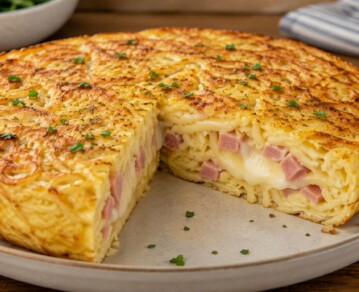 Tortilla de fideos con jamón y queso: la receta fácil para una cena rápida y económica