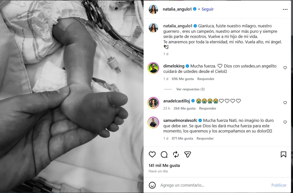 Así comunicó la influencer la partida de su recién nacido.