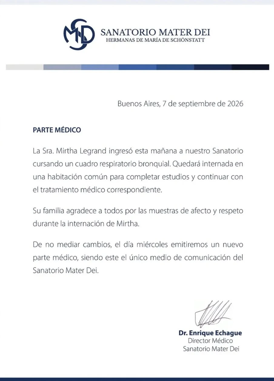 El parte médico oficial.