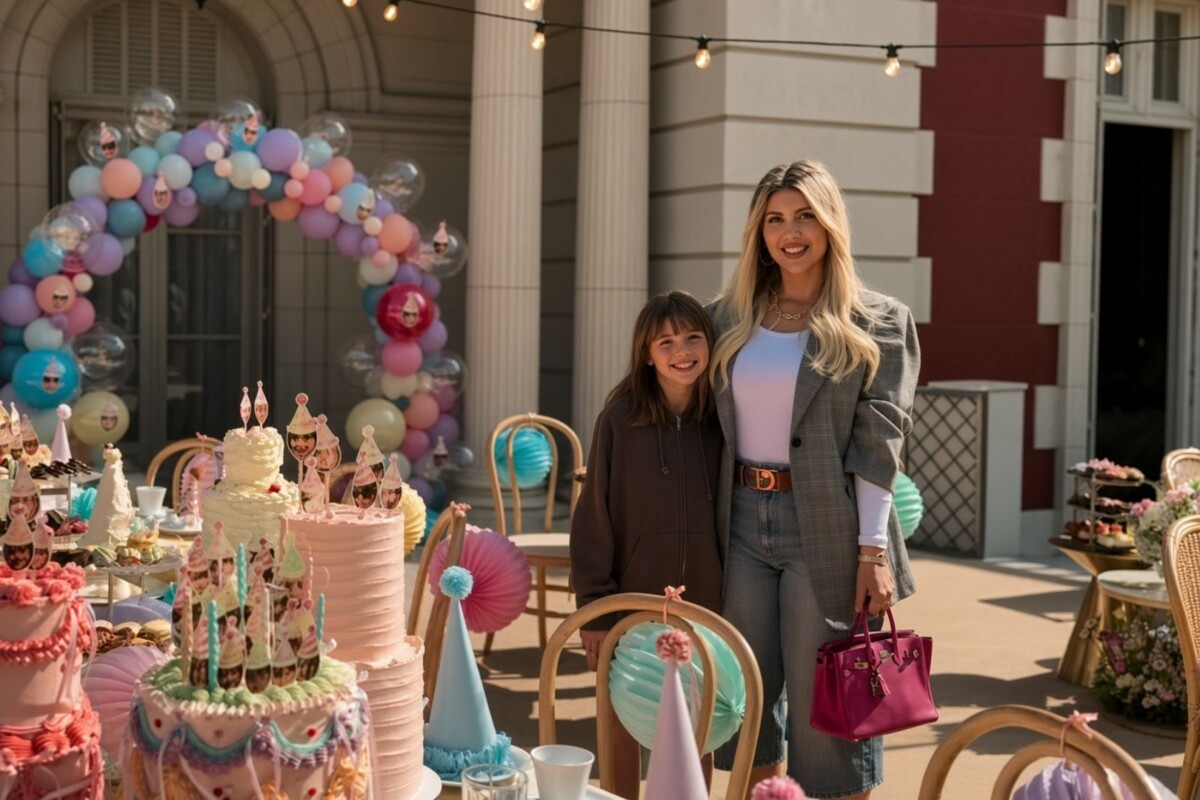 Así fue el cumpleaños de cuento que Wanda Nara le organizó a su hija Isabella en los jardines del Four Seasons: estética "Isi Chef", bonetes de tela en cada plato y más de diez tortas coquette