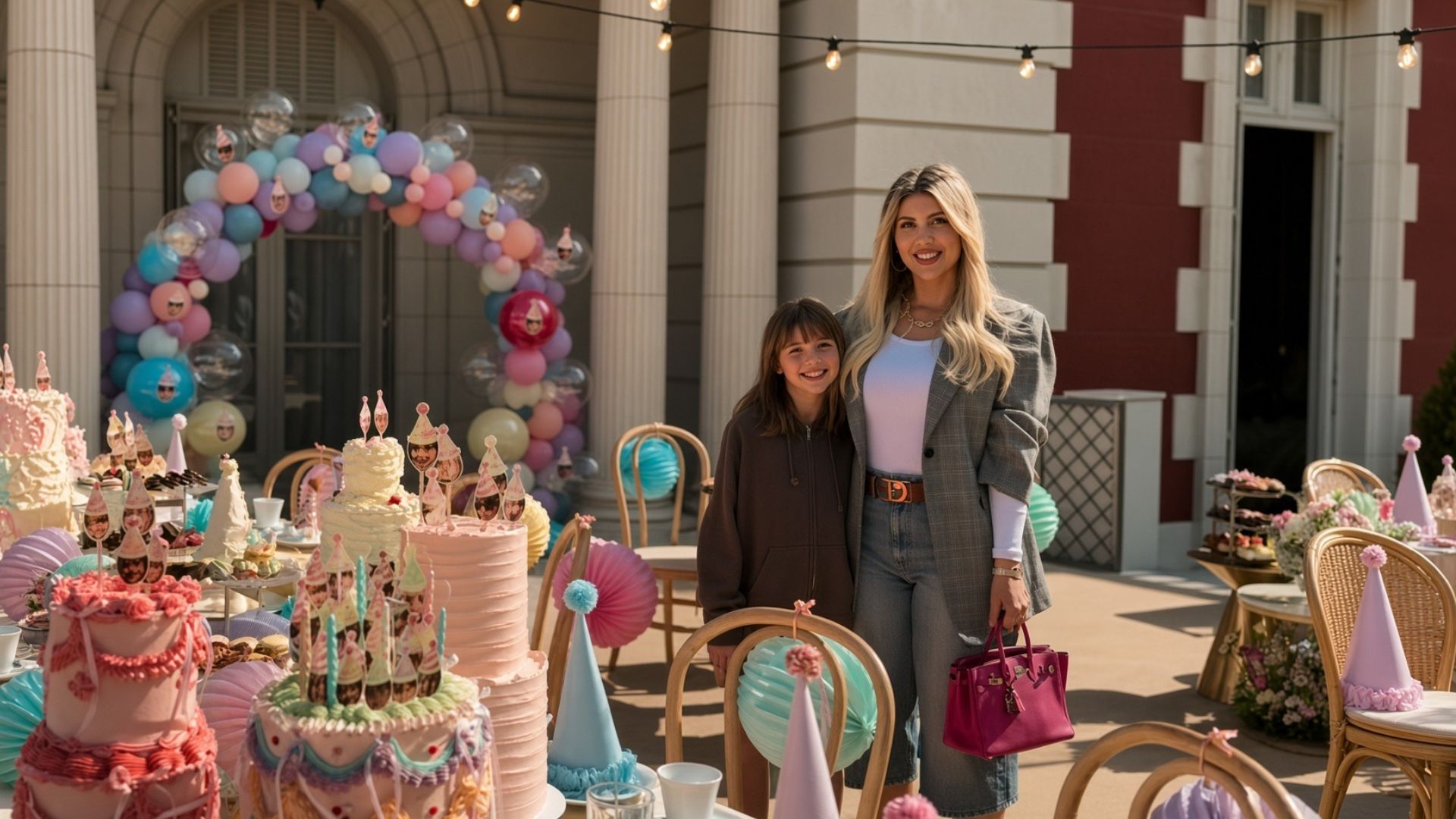 Así fue el cumpleaños de cuento que Wanda Nara le organizó a su hija Isabella en los jardines del Four Seasons: estética "Isi Chef", bonetes de tela en cada plato y más de diez tortas coquette