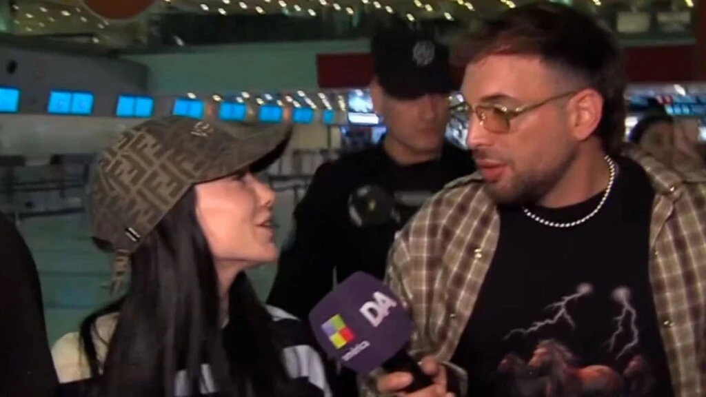 "Hay que respetar": la frase que hizo enojar a La Joaqui en un móvil en vivo a su llegada con Tiago PZK al país