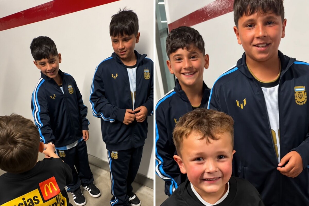 Así fue el tierno encuentro del mini fan de Leo Messi con sus hijos tras su despedida en el Monumental